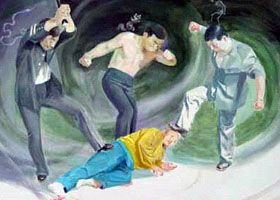 中共酷刑示意圖：毆打