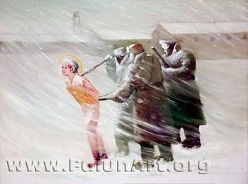 繪畫：風雪中