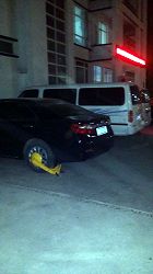 張秋莎的私家車被警察鎖扣在大興公安局